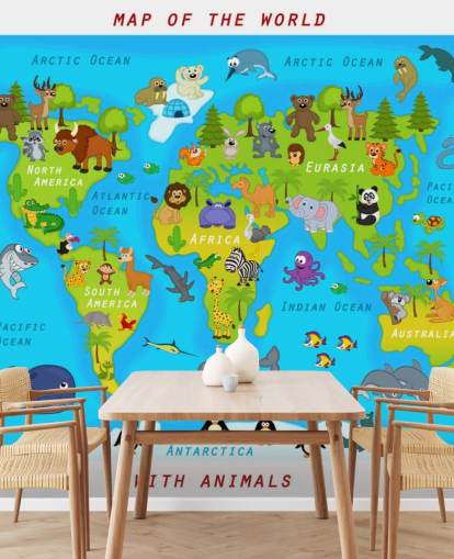 Papier peint cartographique adapté aux enfants Papier peint cartographique adapté aux enfants