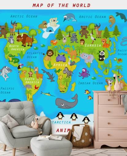 Papier peint cartographique adapté aux enfants