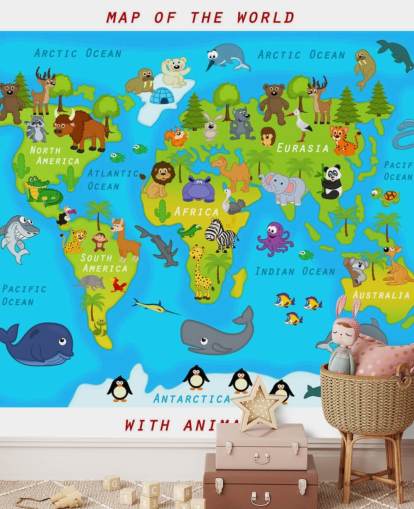 Carta da parati con mappa adatta ai bambini