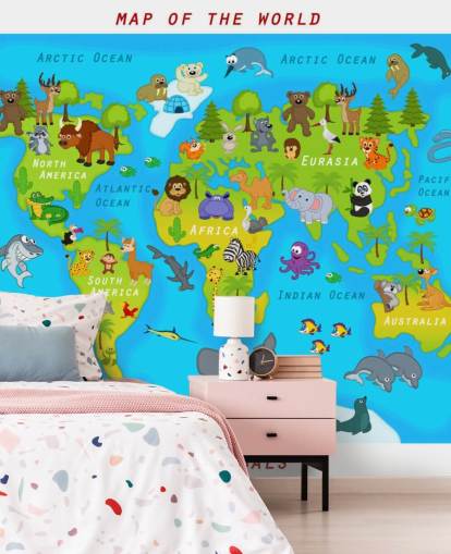 Carta da parati con mappa adatta ai bambini
