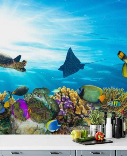 Farbenfrohe Fische und Korallen Tapete