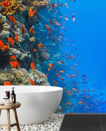 Oransje fisk med Coral Veggmaleri Oransje fisk med Coral Veggmaleri