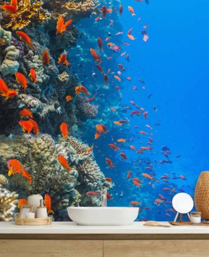 Papier Peint Fresque Poisson orange et corail