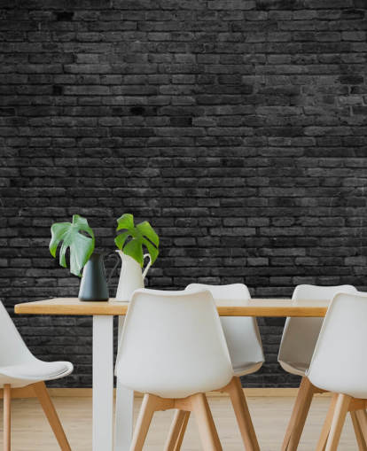 musta ja harmaa tiili tapetti seinämaalaus nimeltä Black Painted Brick Wall keittiöihin, olohuoneisiin ja makuuhuoneisiin
