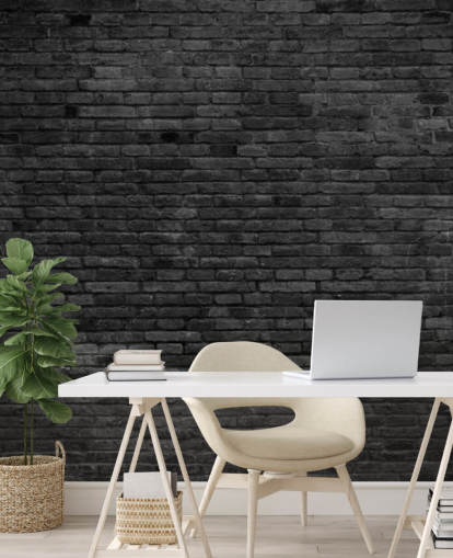 papier peint mural en briques noires et grises appelé Black Painted Brick Wall pour les cuisines, les salons et les chambres papier peint mural en briques noires et grises appelé Black Painted Brick Wall pour les cuisines, les salons et les chambres