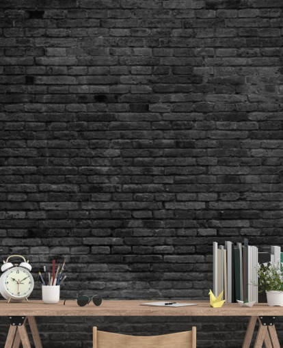 papier peint mural en briques noires et grises appelé Black Painted Brick Wall pour les cuisines, les salons et les chambres papier peint mural en briques noires et grises appelé Black Painted Brick Wall pour les cuisines, les salons et les chambres