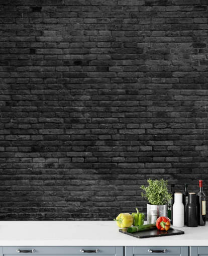 papier peint mural en briques noires et grises appelé Black Painted Brick Wall pour les cuisines, les salons et les chambres papier peint mural en briques noires et grises appelé Black Painted Brick Wall pour les cuisines, les salons et les chambres
