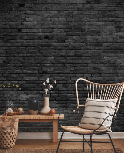 carta da parati murale in mattoni neri e grigi chiamata Black Painted Brick Wall per cucine, salotti e camere da letto carta da parati murale in mattoni neri e grigi chiamata Black Painted Brick Wall per cucine, salotti e camere da letto