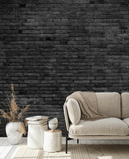 musta ja harmaa tiili tapetti seinämaalaus nimeltä Black Painted Brick Wall keittiöihin, olohuoneisiin ja makuuhuoneisiin musta ja harmaa tiili tapetti seinämaalaus nimeltä Black Painted Brick Wall keittiöihin, olohuoneisiin ja makuuhuoneisiin