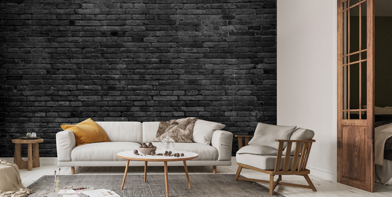 Black Painted Brick Wall Wallpaper