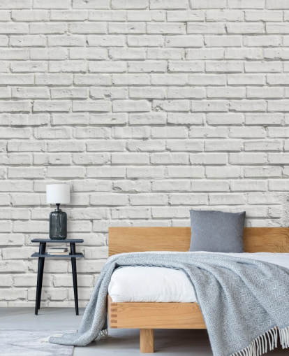 mural de papel pintado de ladrillo blanco personalizable llamado White Brick Effect Wall para dormitorios o cocinas mural de papel pintado de ladrillo blanco personalizable llamado White Brick Effect Wall para dormitorios o cocinas