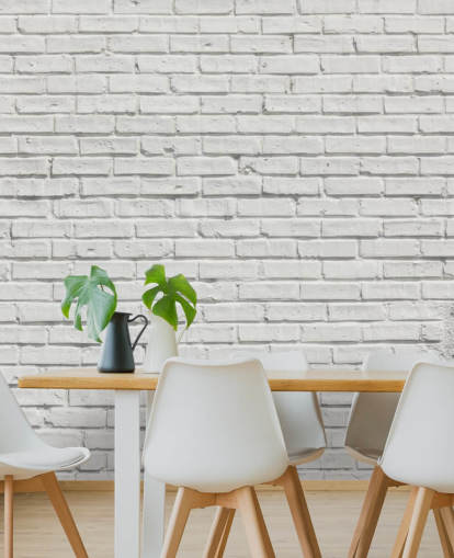 mural de papel pintado de ladrillo blanco personalizable llamado White Brick Effect Wall para dormitorios o cocinas