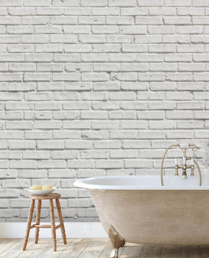 mural de papel pintado de ladrillo blanco personalizable llamado White Brick Effect Wall para dormitorios o cocinas mural de papel pintado de ladrillo blanco personalizable llamado White Brick Effect Wall para dormitorios o cocinas