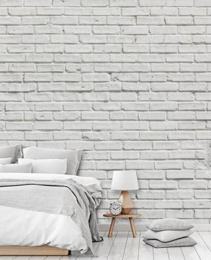 witte aanpasbare bakstenen behangmuurschildering genaamd White Brick Effect Wall voor slaapkamers of keukens witte aanpasbare bakstenen behangmuurschildering genaamd White Brick Effect Wall voor slaapkamers of keukens