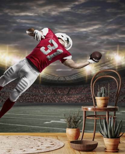 mørk amerikansk fotball veggmaleri kalt One-Handed Catch for tenåringssoverom og mannshuler