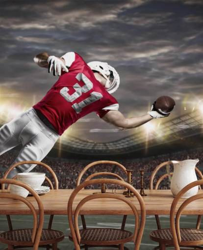 donkere American football-muurschildering genaamd One-Handed Catch voor tienerkamers en mannengrotten donkere American football-muurschildering genaamd One-Handed Catch voor tienerkamers en mannengrotten