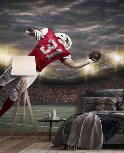 donkere American football-muurschildering genaamd One-Handed Catch voor tienerkamers en mannengrotten donkere American football-muurschildering genaamd One-Handed Catch voor tienerkamers en mannengrotten