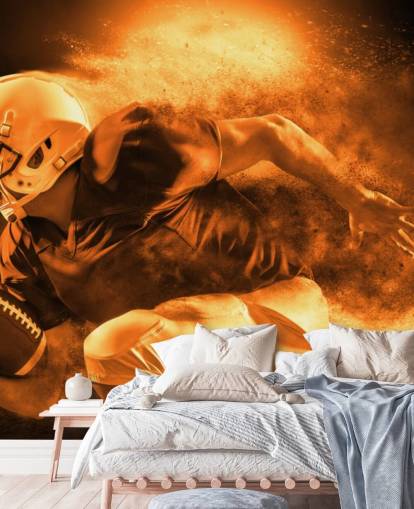 sepia nfl wall mural called Running Back for child's bedrooms, gyms and schools