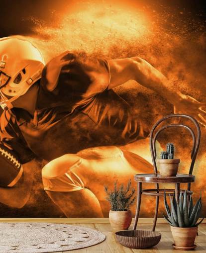 murale seppia NFL chiamato Running Back per camerette, palestre e scuole dei bambini