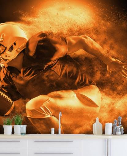 mural de pared sepia de la NFL llamado Running Back para dormitorios infantiles, gimnasios y escuelas