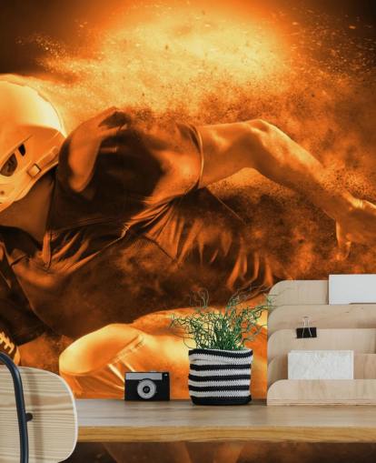 mural de parede sépia nfl chamado Running Back para quartos, academias e escolas infantis