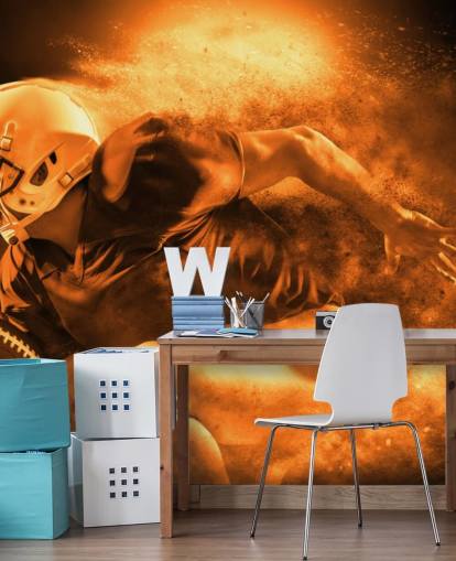 Sepia-NFL-Wandbild namens Running Back für Kinderzimmer, Fitnessstudios und Schulen