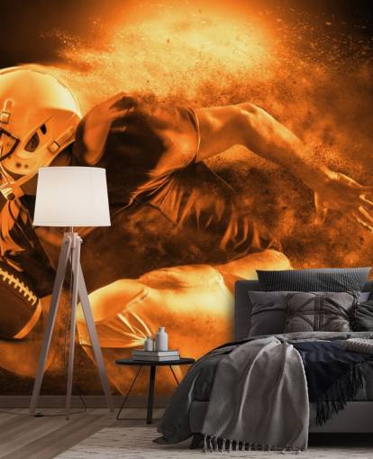 sepia nfl wall mural called Running Back for child's bedrooms, gyms and schools