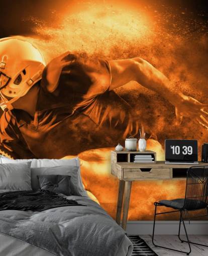 sepia NFL vægmaleri kaldet Running Back til børns soveværelser, fitnesscentre og skoler sepia NFL vægmaleri kaldet Running Back til børns soveværelser, fitnesscentre og skoler