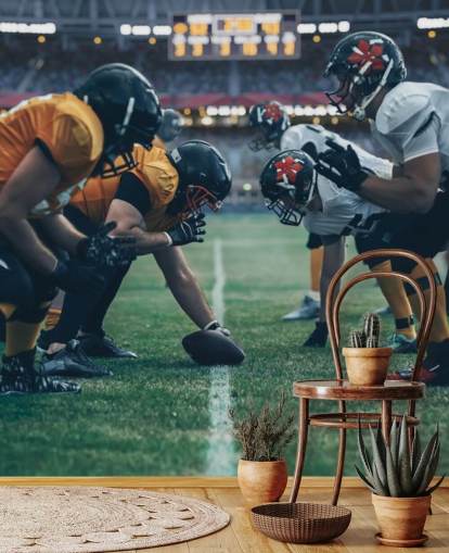 mural de papel pintado de fútbol americano llamado Get in Formation para universidades, dormitorios infantiles y cuevas para hombres