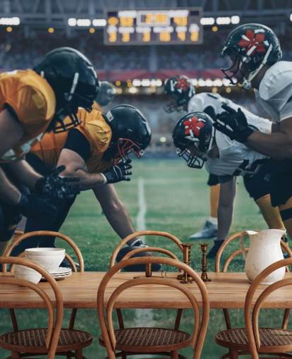 mural de papel pintado de fútbol americano llamado Get in Formation para universidades, dormitorios infantiles y cuevas para hombres