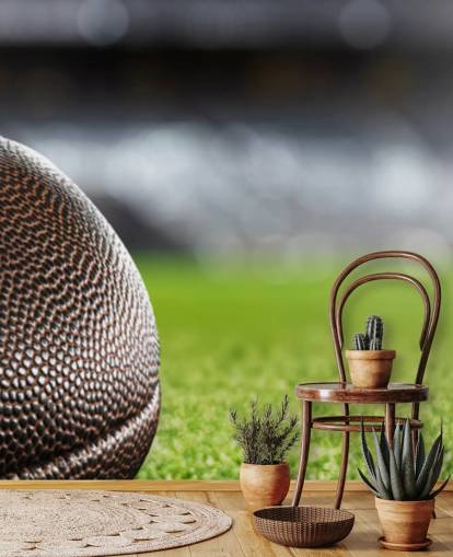 brown and green american football wall mural called American Football Close-Up for teen bedrooms and schools