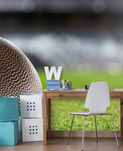 bruine en groene American football muurschildering genaamd American Football Close-Up voor tienerkamers en scholen