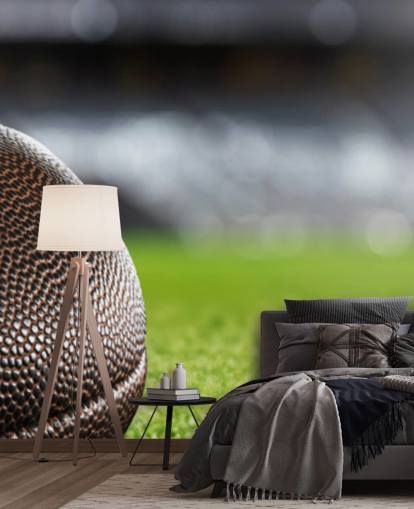 murale marrone e verde con football americano chiamato American Football Close-Up per camere da letto e scuole per adolescenti