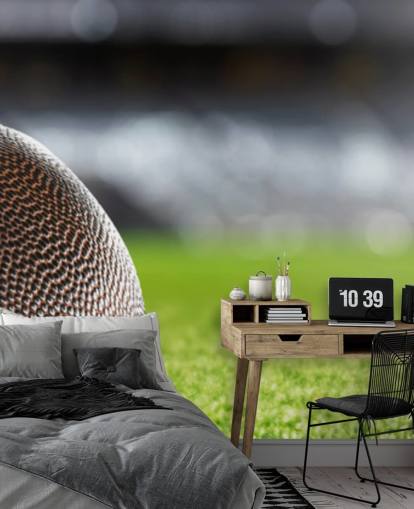 bruine en groene American football muurschildering genaamd American Football Close-Up voor tienerkamers en scholen bruine en groene American football muurschildering genaamd American Football Close-Up voor tienerkamers en scholen