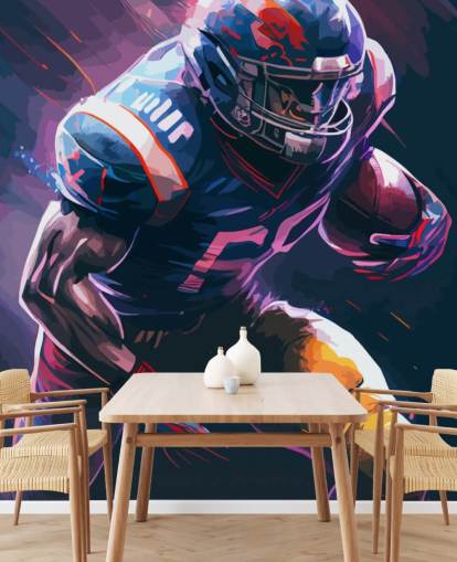 blue and purple american football wallpaper mural called Leading the Charge blue and purple american football wallpaper mural called Leading the Charge