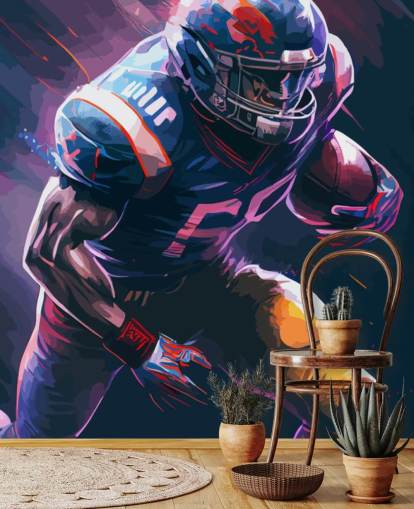 Blaues und lila American-Football-Tapeten-Wandbild namens Leading the Charge