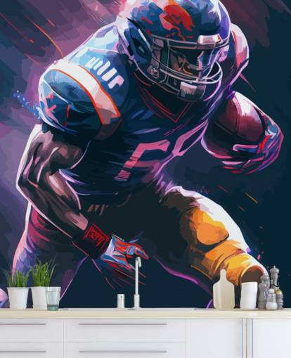 blue and purple american football wallpaper mural called Leading the Charge