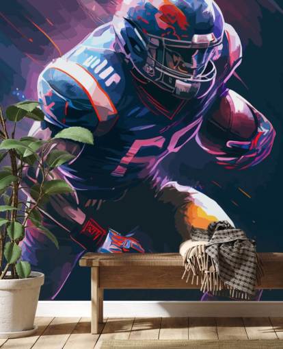 blue and purple american football wallpaper mural called Leading the Charge