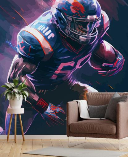 blue and purple american football wallpaper mural called Leading the Charge