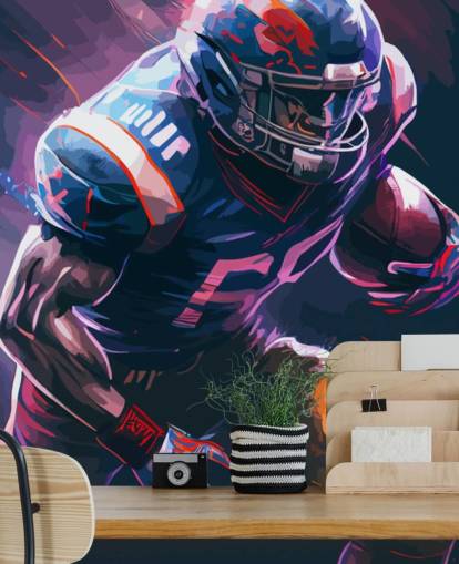 blue and purple american football wallpaper mural called Leading the Charge