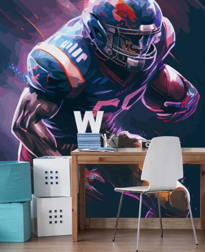 blue and purple american football wallpaper mural called Leading the Charge
