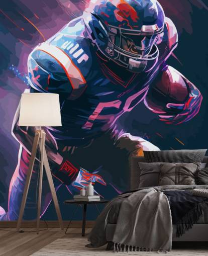 papier peint mural de football américain bleu et violet appelé Leading the Charge