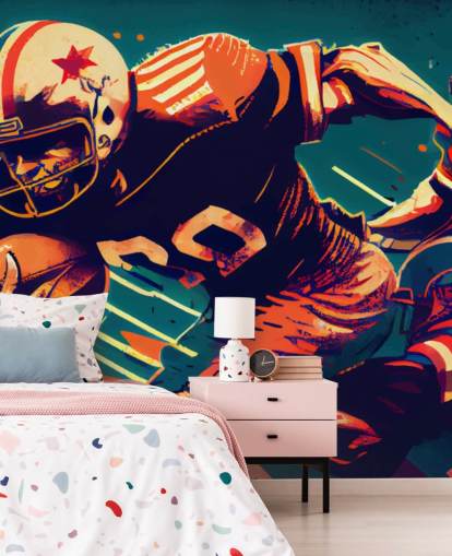 papier peint mural rouge et bleu de la NFL appelé Breaking a Tackle pour les chambres et les bureaux à domicile