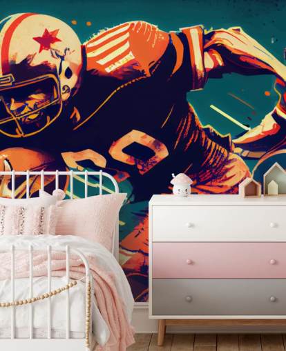 carta da parati murale rossa e blu della NFL chiamata Breaking a Tackle per camere da letto e uffici domestici carta da parati murale rossa e blu della NFL chiamata Breaking a Tackle per camere da letto e uffici domestici