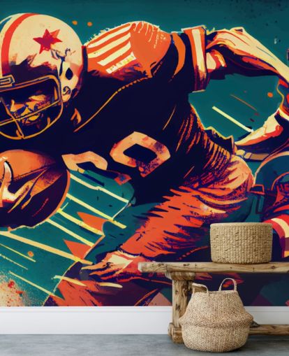 red and blue NFL wallpaper mural called Breaking a Tackle for bedrooms and home offices red and blue NFL wallpaper mural called Breaking a Tackle for bedrooms and home offices