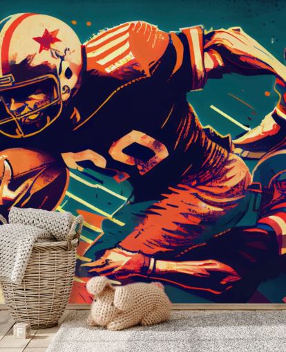 mural de papel de parede vermelho e azul da NFL chamado Breaking a Tackle para quartos e escritórios domésticos mural de papel de parede vermelho e azul da NFL chamado Breaking a Tackle para quartos e escritórios domésticos