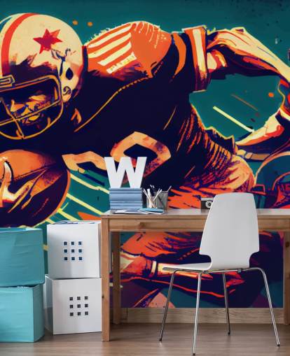 papier peint mural rouge et bleu de la NFL appelé Breaking a Tackle pour les chambres et les bureaux à domicile