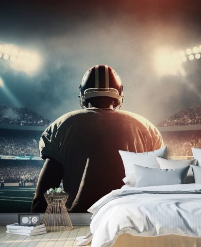 dark american football wallpaper mural called Pressure for teen bedrooms, colleges and man caves
