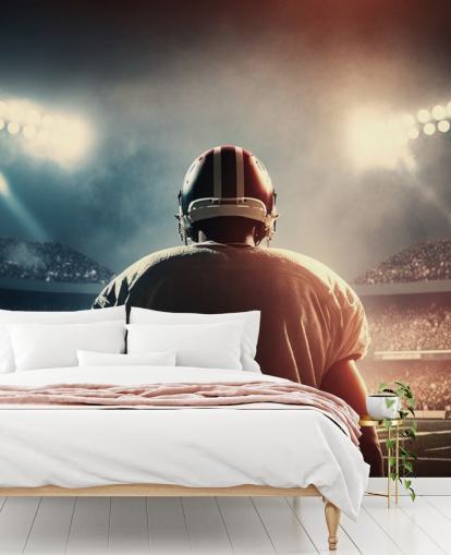 dark american football wallpaper mural called Pressure for teen bedrooms, colleges and man caves