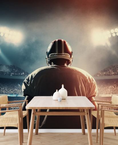 dark american football wallpaper mural called Pressure for teen bedrooms, colleges and man caves
